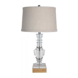 29"H CRYSTAL TABLE LAMP WITH WOOD BASE