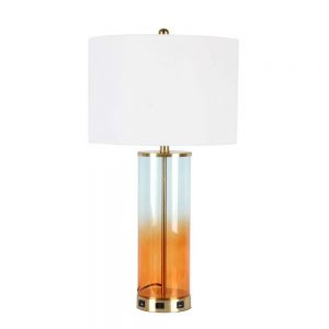 30"H GLASS TABLE LAMP WITH METAL BASE
