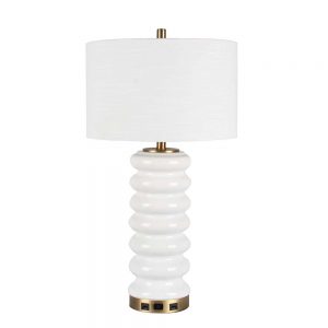 29.5"H CERAMIC TABLE LAMP WITH METAL BASE