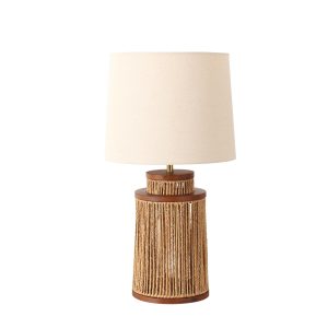 18.75"H LINEN RATTAN TABLE LAMP