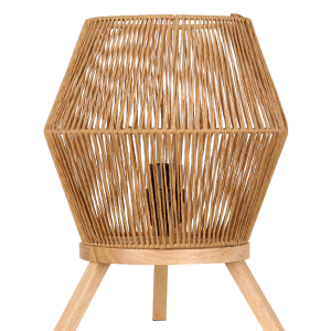 12"H RATTAN TABLE LAMP WITH WOOD LEGS